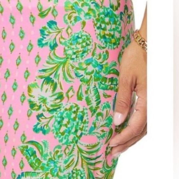Lilly Pulitzer Elastic Waistband Wide Leg Palazzo Pants Pink & Green, XS - Picture 6 of 15